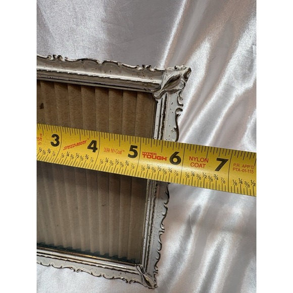 Vtg MCM Hollywood Regency Ornate Metal Picture Art Frame 5" X 7" White Gold - Picture 6 of 8